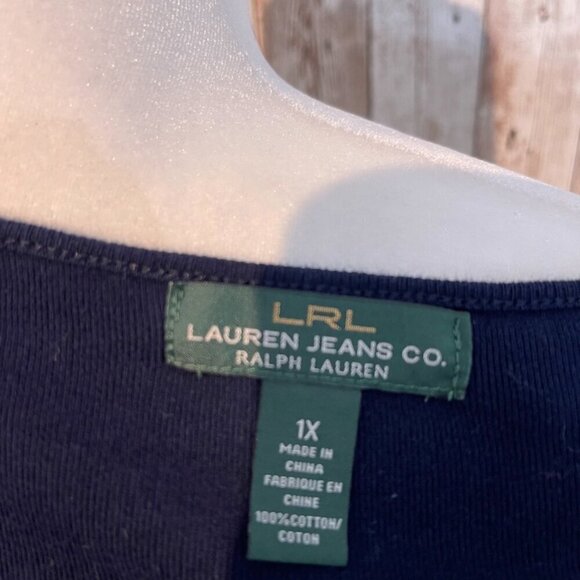 Lauren Jeans Company Navy Shirt with Lace Neckline size 1X - Picture 4 of 4